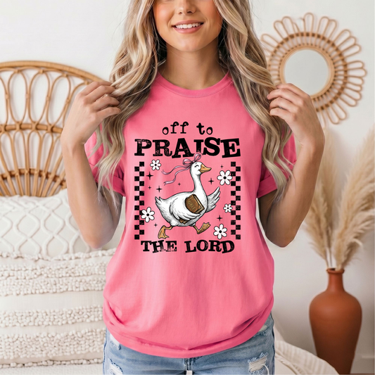 Off To Praise The Lord Christian Graphic Tee