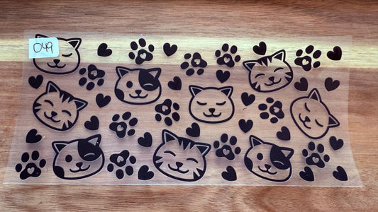 #49 Cat wit paw prints and hearts K's Krafty Barn