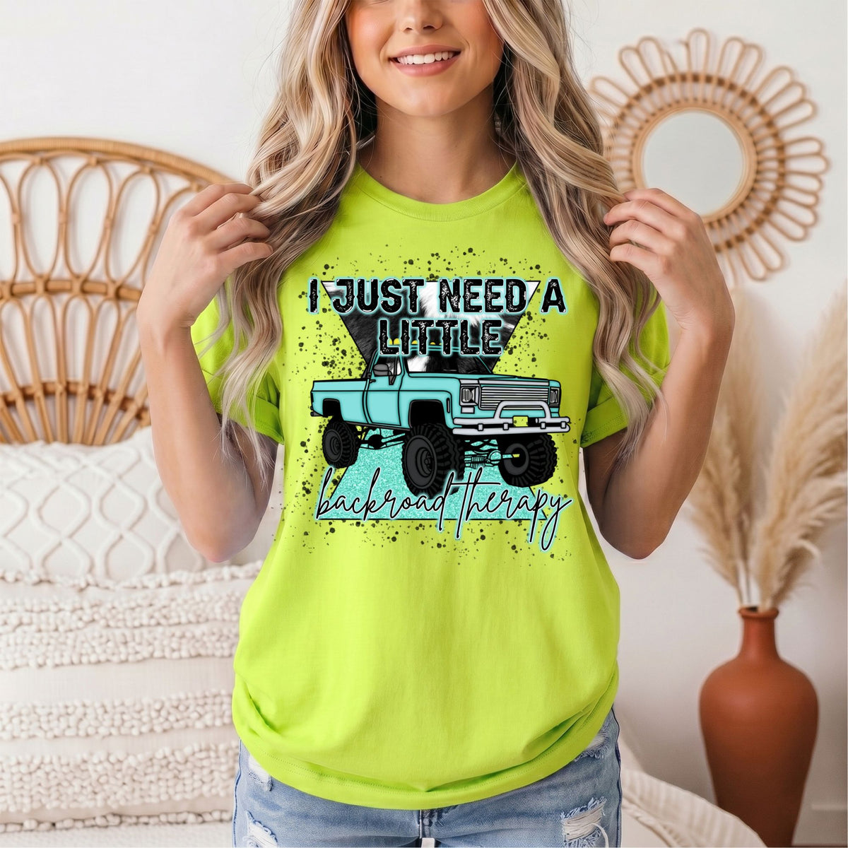 Backroad Therapy Turquoise Truck Graphic Tee