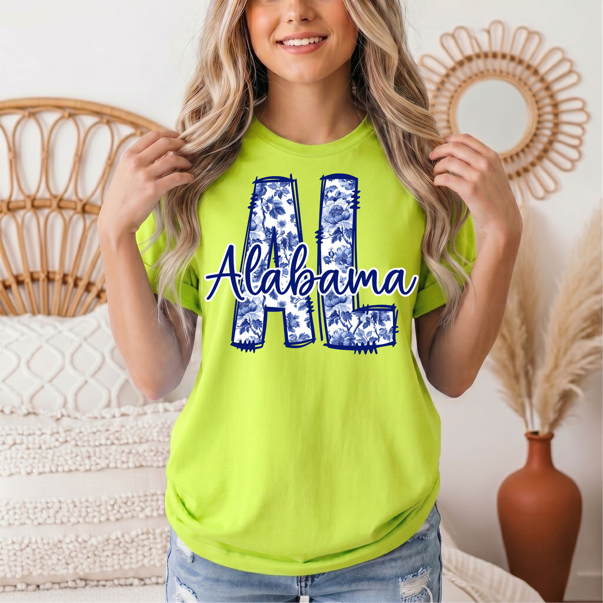 Alabama Blue Floral AL Graphic Tee