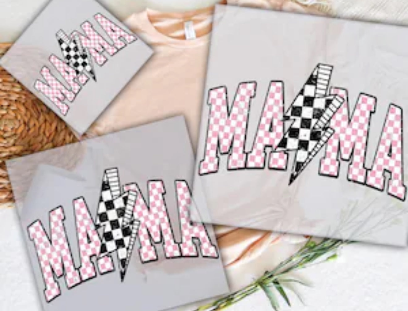 Mama-pink & black checkered
