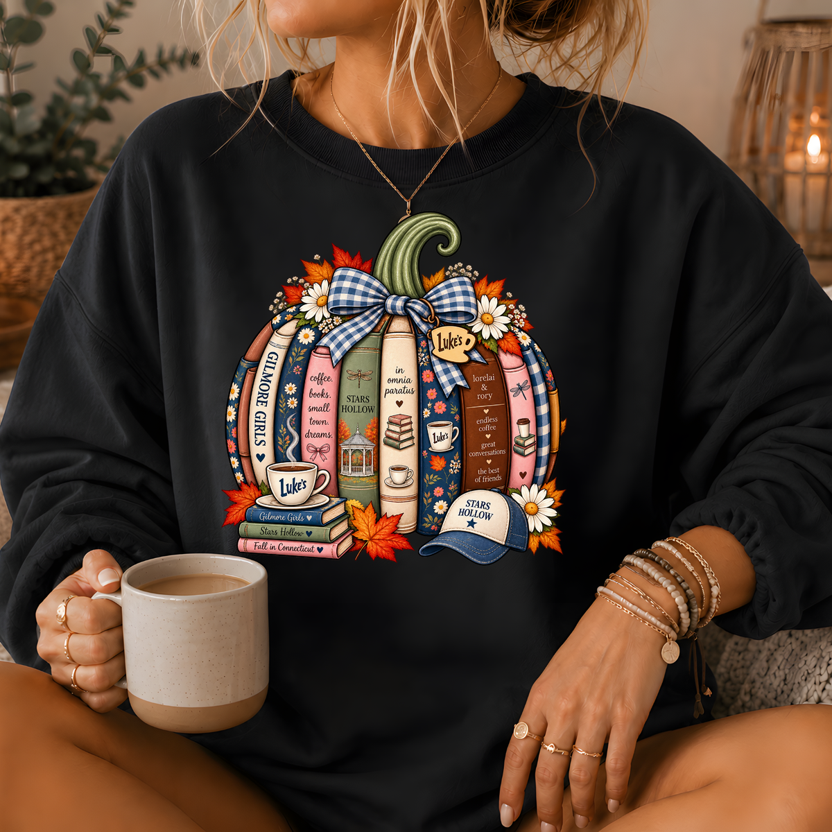 Gilmore Girls Inspired Bookish Pumpkin Crewneck Sweatshirt