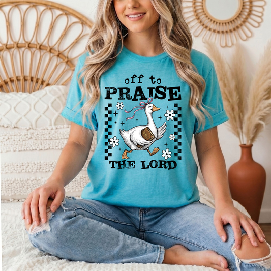 Off To Praise The Lord Christian Graphic Tee