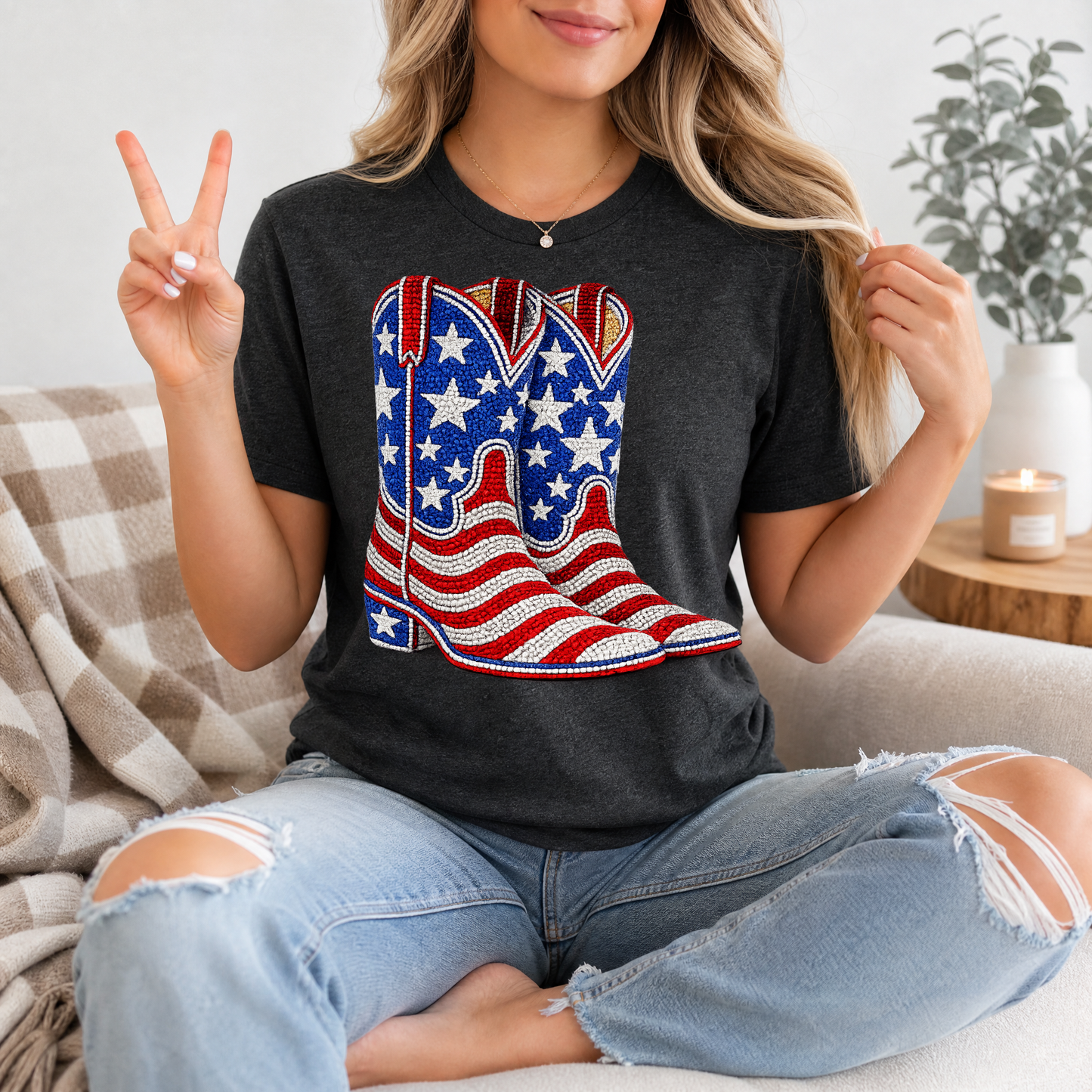Rhinestone Boots Premium Graphic Tee