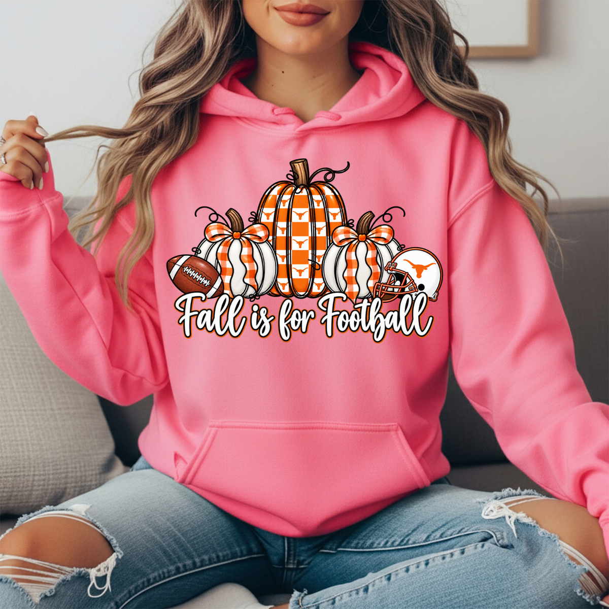 Texas Longhorns Fall Is for Football Pumpkin Graphic Hoodie