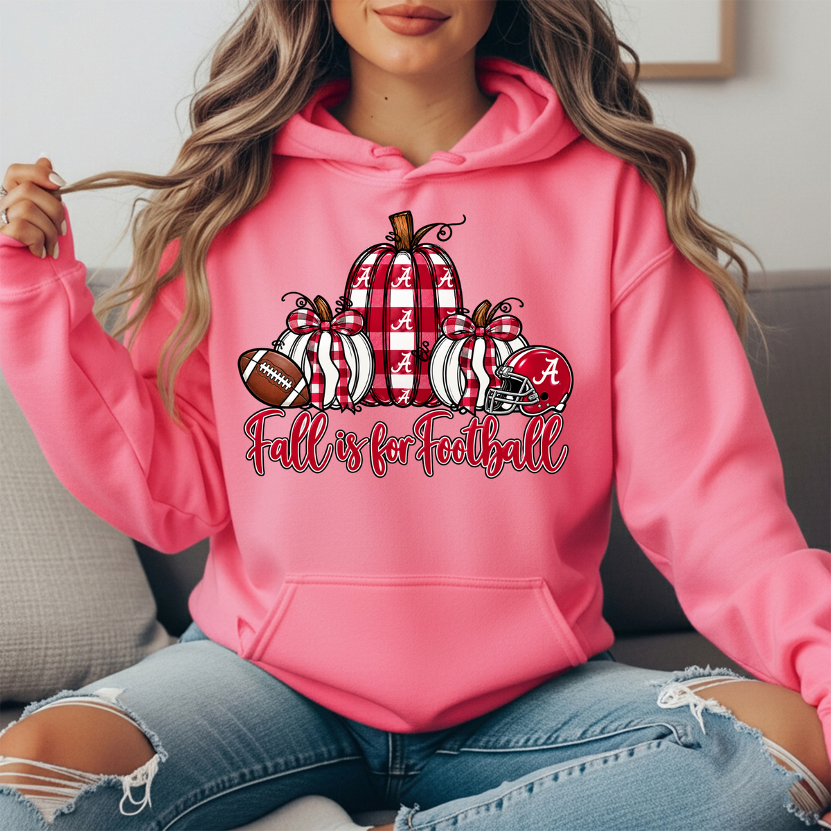 Alabama Crimson Tide Fall Is for Football Pumpkin Graphic Hoodie