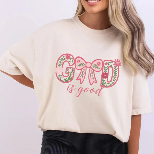 God Is Good Floral Christian Graphic Shirt K's Krafty Barn