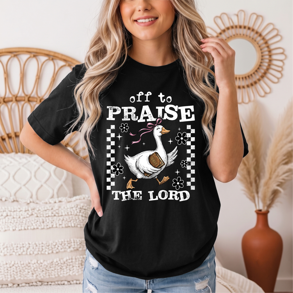 Off To Praise The Lord Christian Graphic Tee