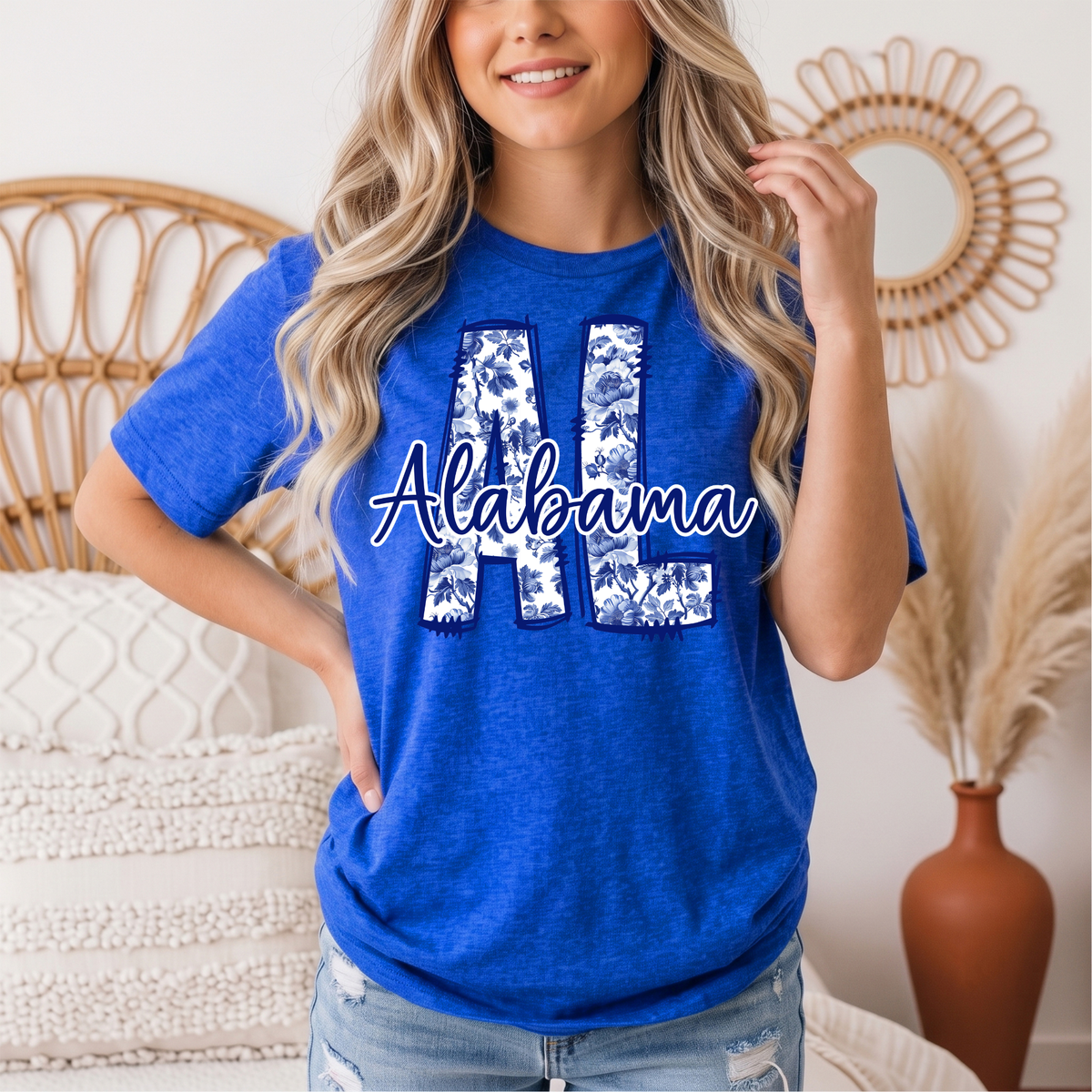 Alabama Blue Floral AL Graphic Tee