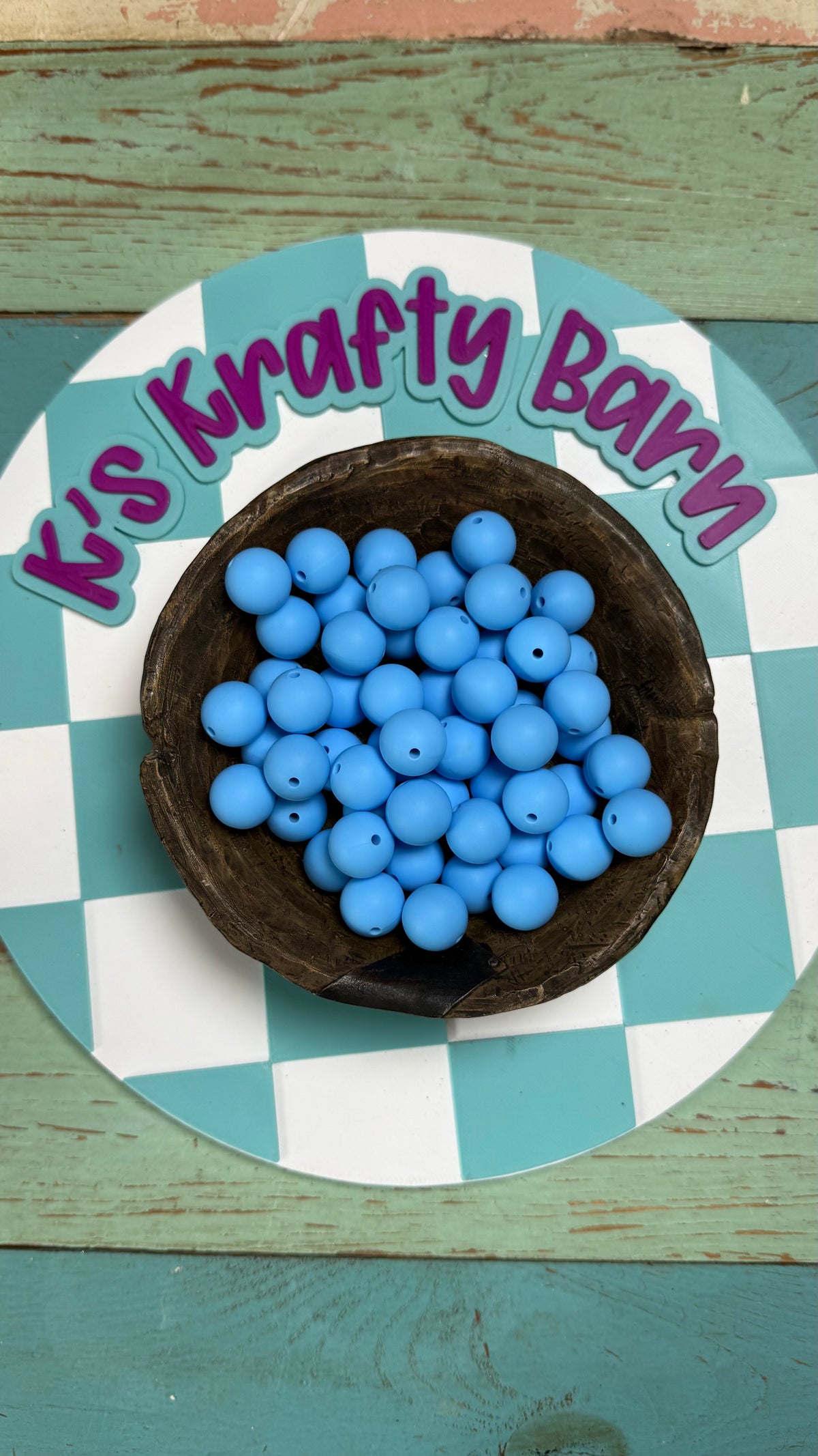15mm Solid Silicone Beads- Sky Blue