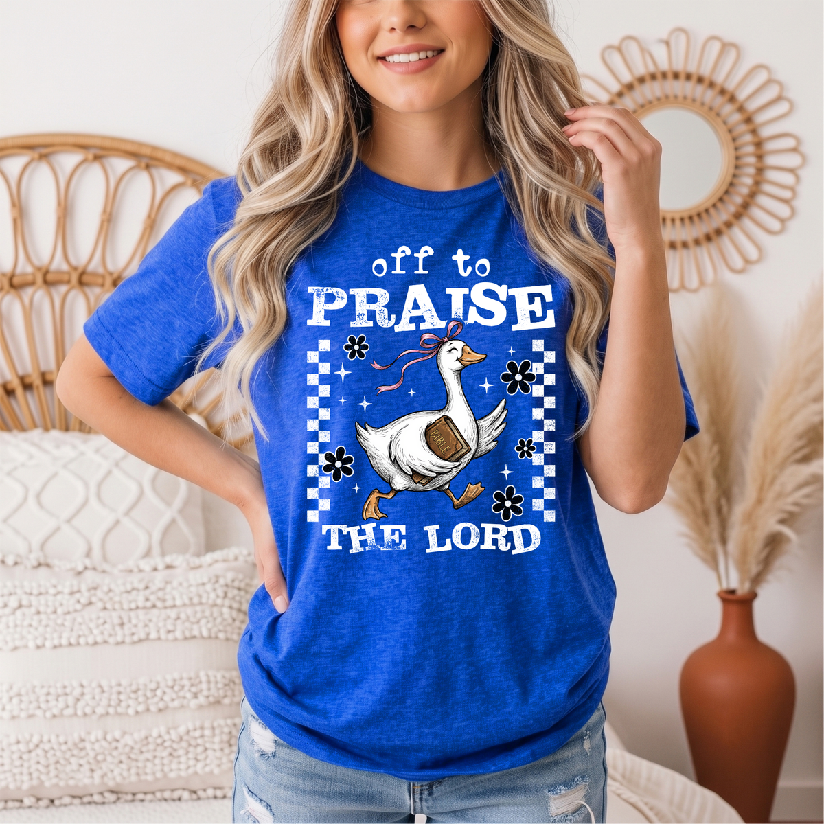 Off To Praise The Lord Christian Graphic Tee