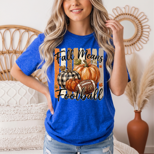 Fall Means Football Pumpkin Graphic Tee