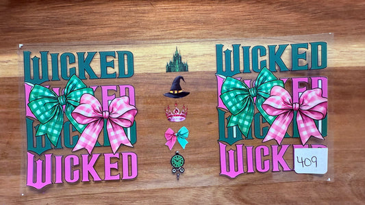 #409 Green and Pink Wicked Bows