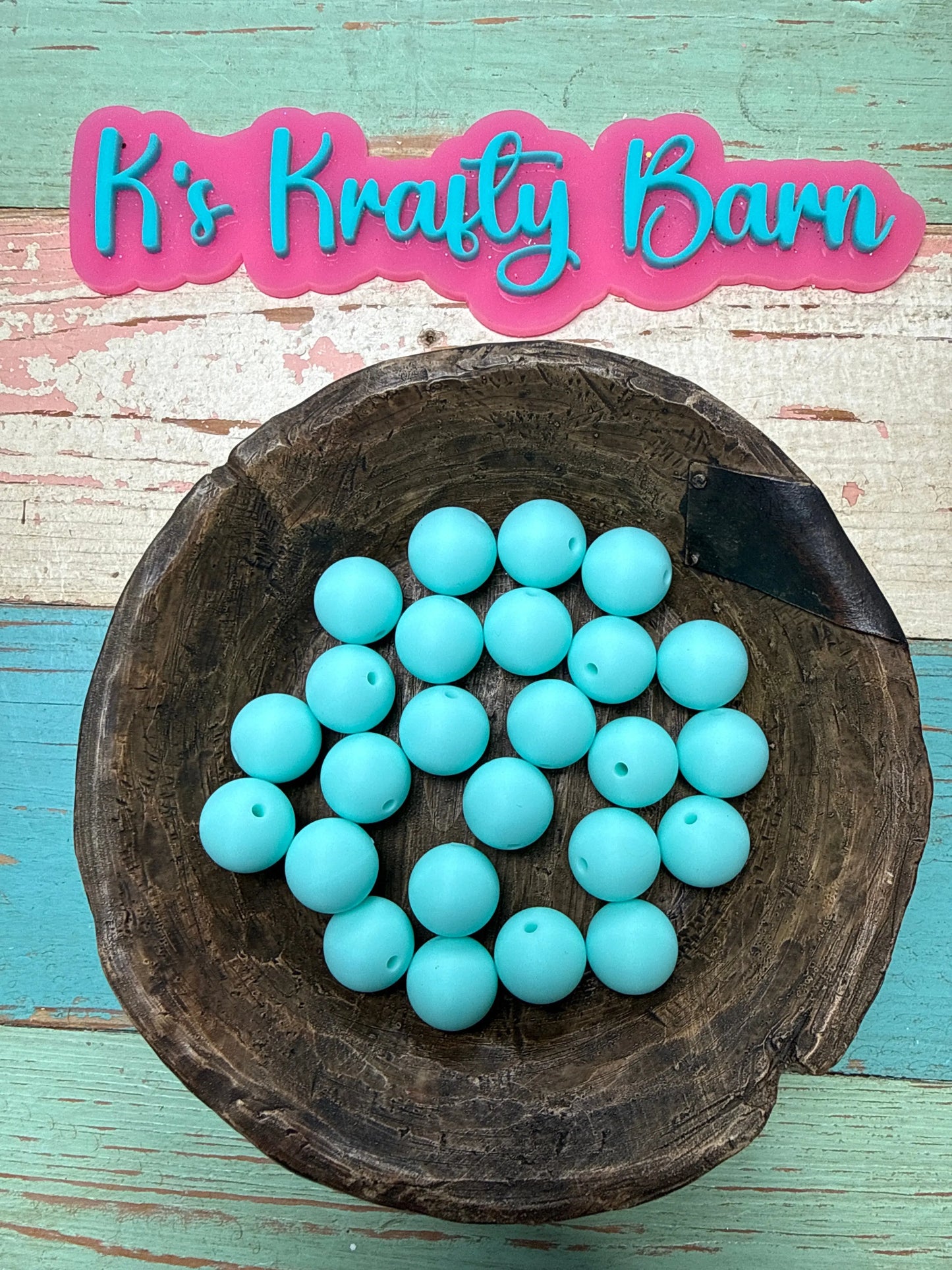 15mm Solid Silicone Beads- Seafoam K's Krafty Barn