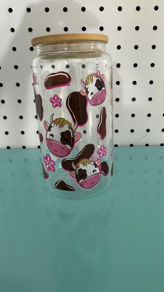 Bubblegum Cow 16oz Glass Libby