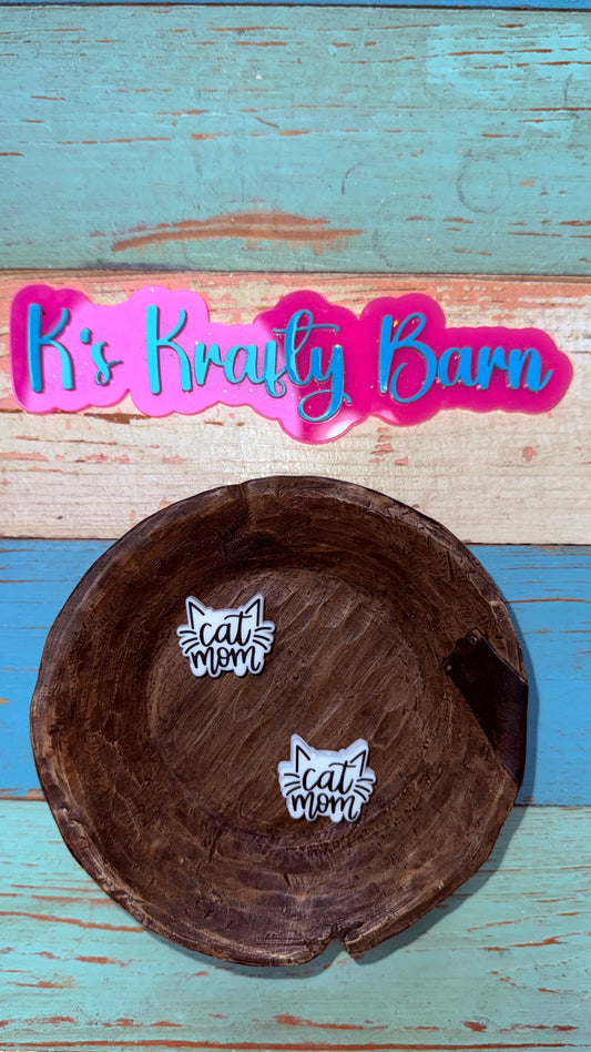 Wholesale Silicone Focal Bead- White & Black cat mom