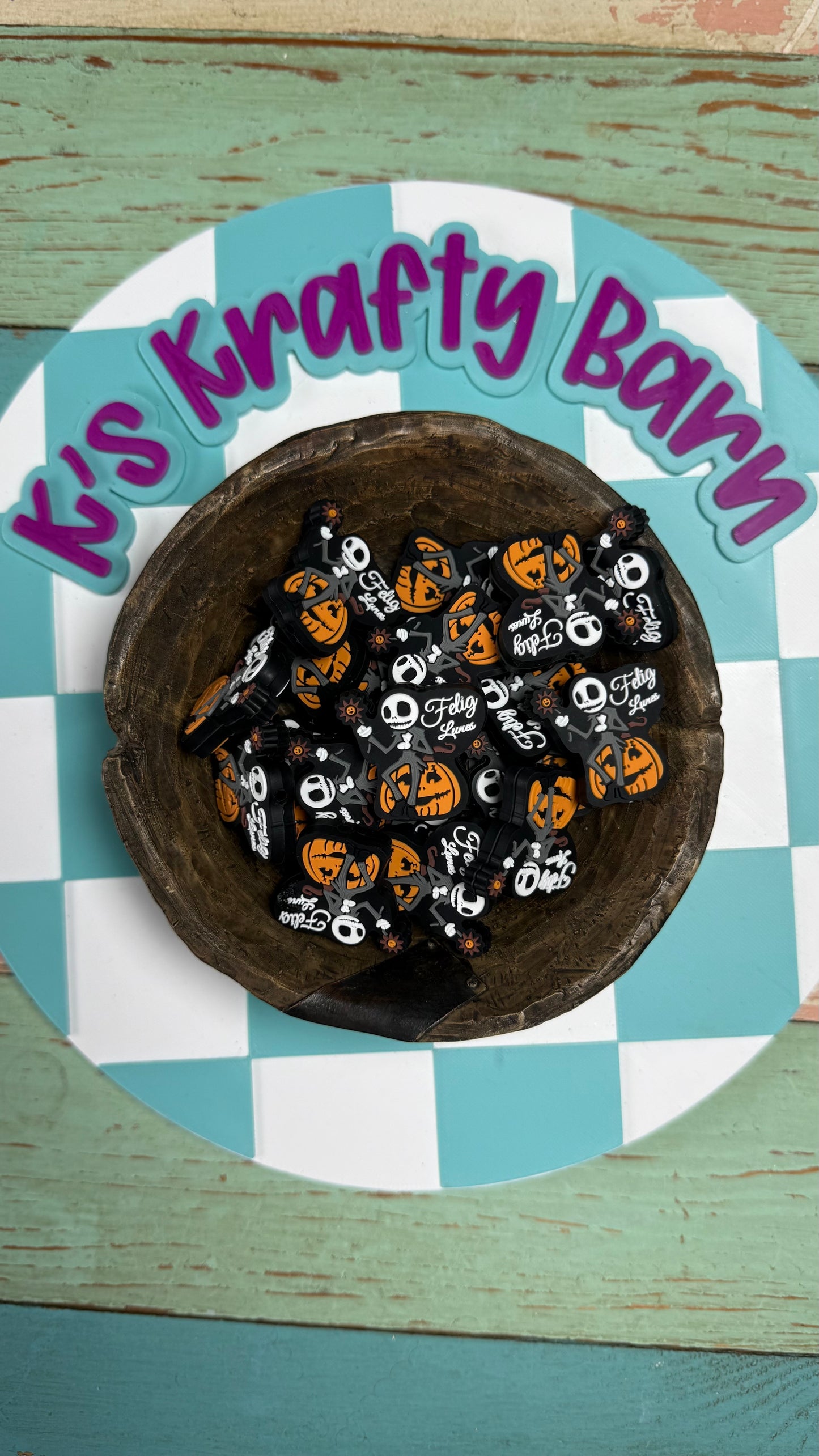 Halloween Silicone Focal Bead- Feliz Lunes Jack Pumpkin