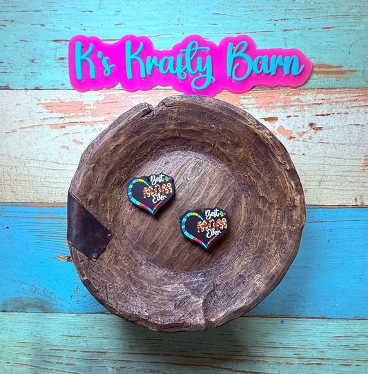 Silicone Focal Bead- Best Mom EVER heart K's Krafty Barn