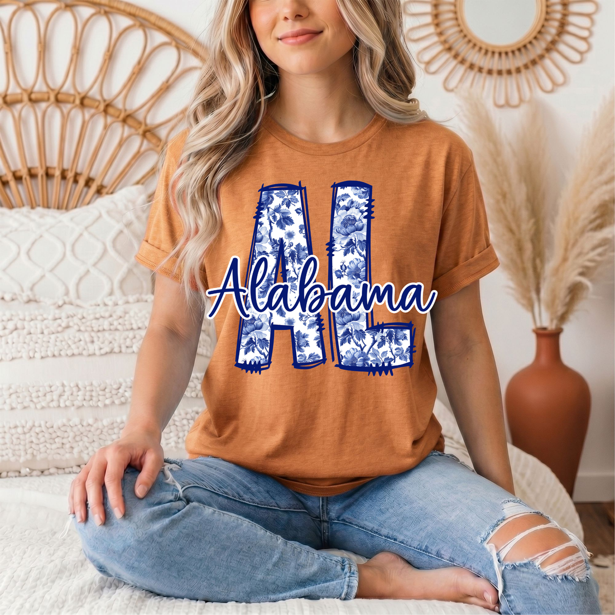Alabama Blue Floral AL Graphic Tee