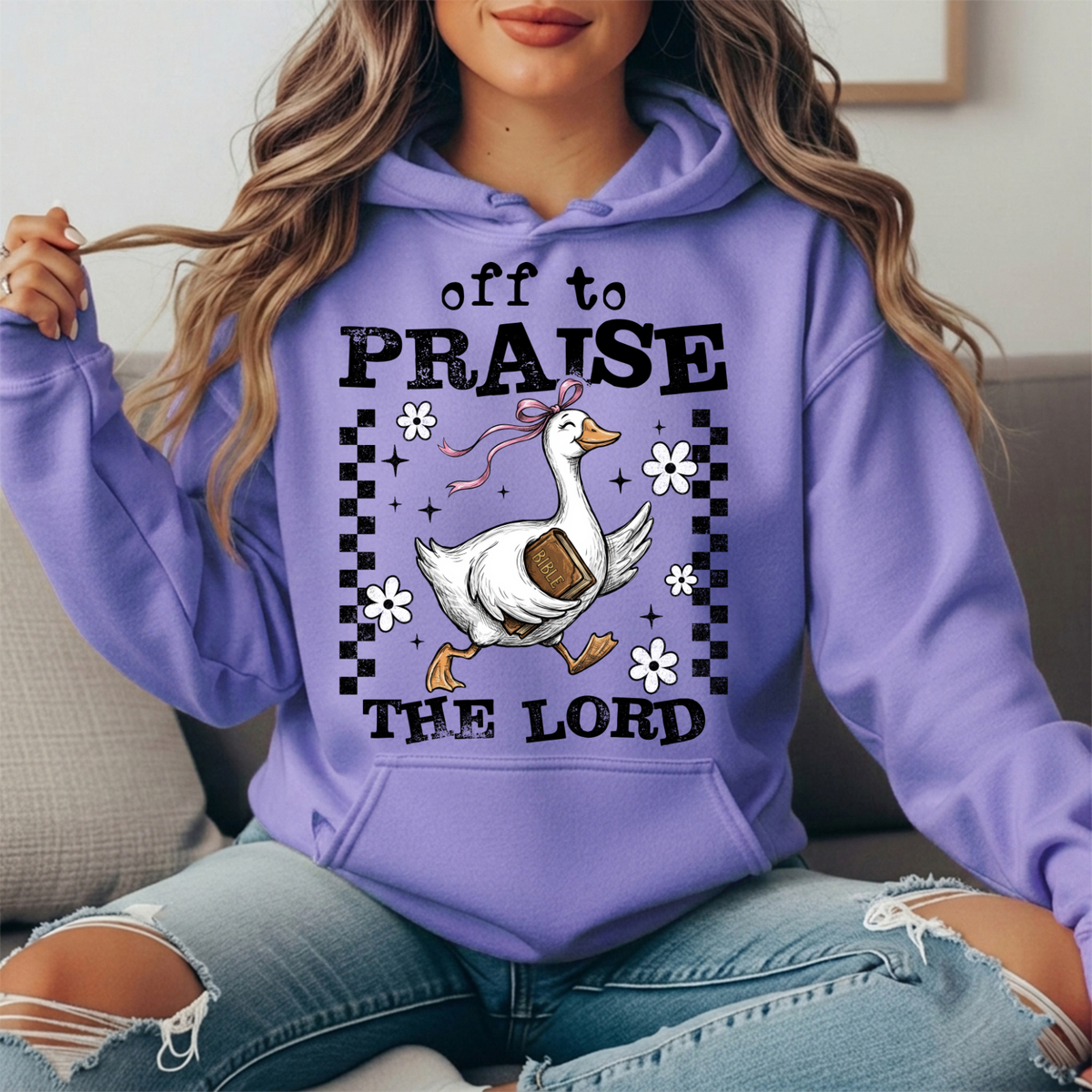 Off to Praise the Lord Goose Graphic Hoodie