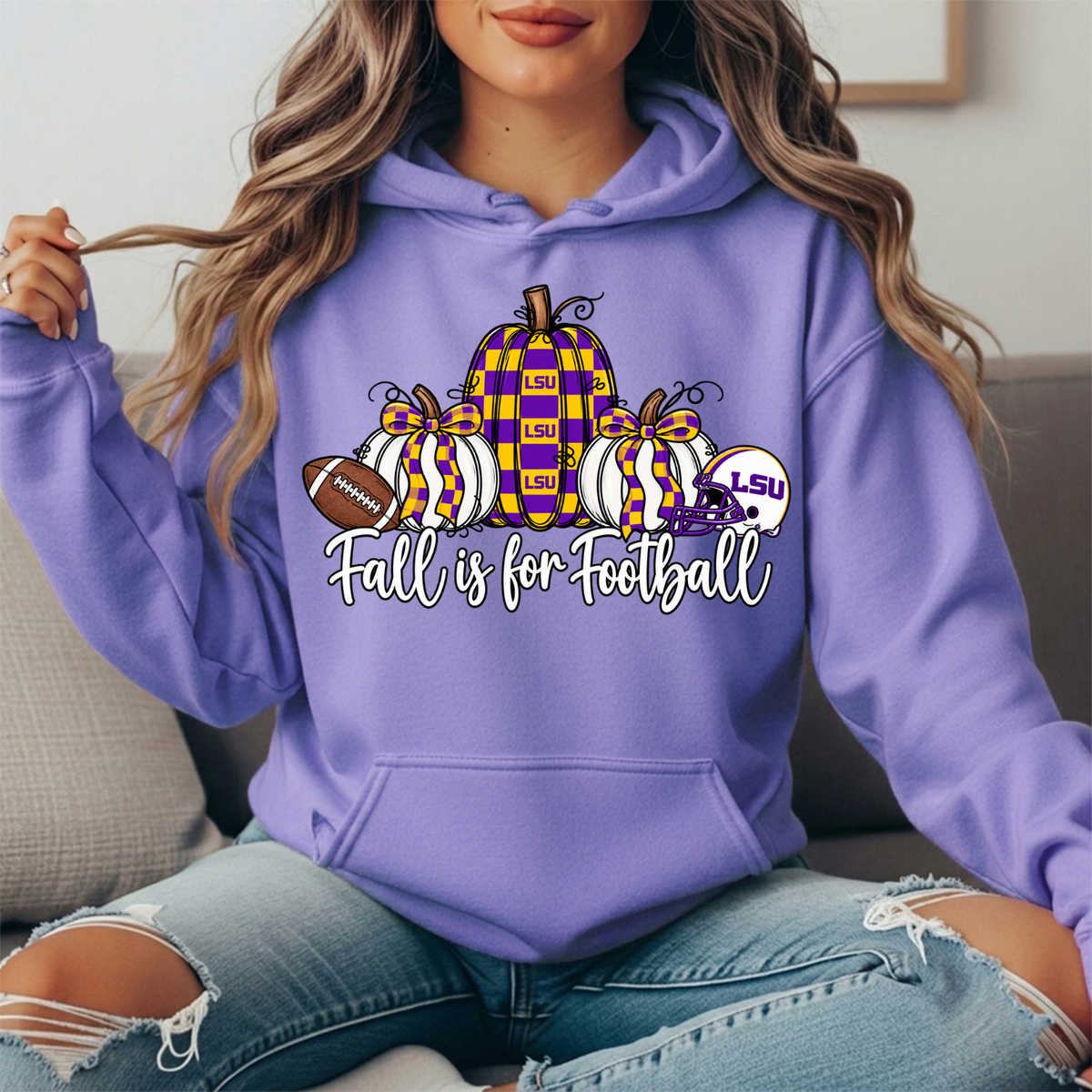 LSU Fall Is for Football Pumpkin Graphic Hoodie