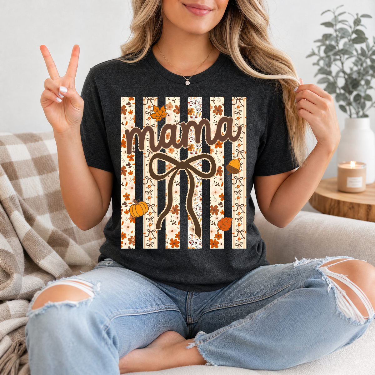 Striped Preppy Fall Premium Graphic Tee