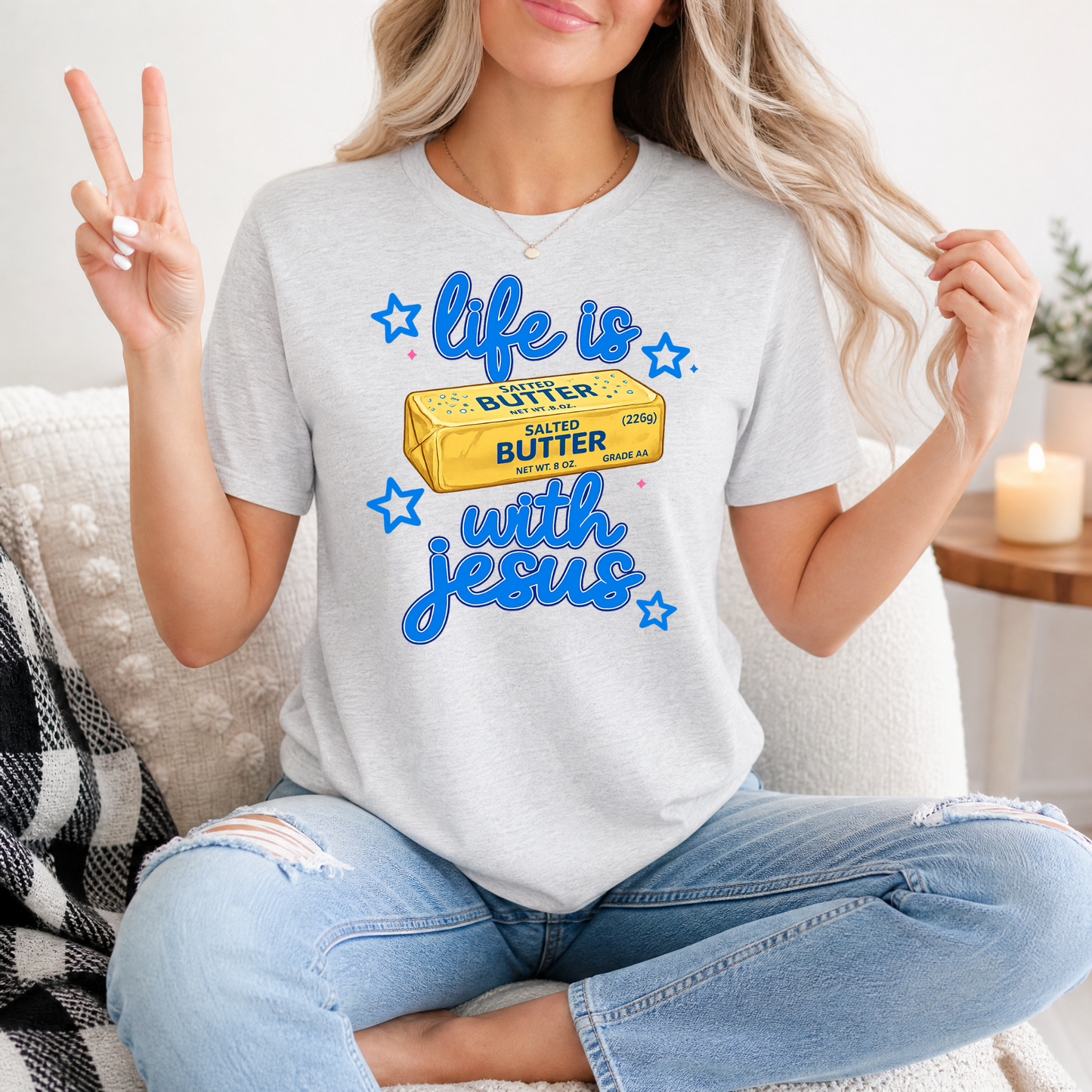 Life Is Butter With Jesus Premium Graphic Tee