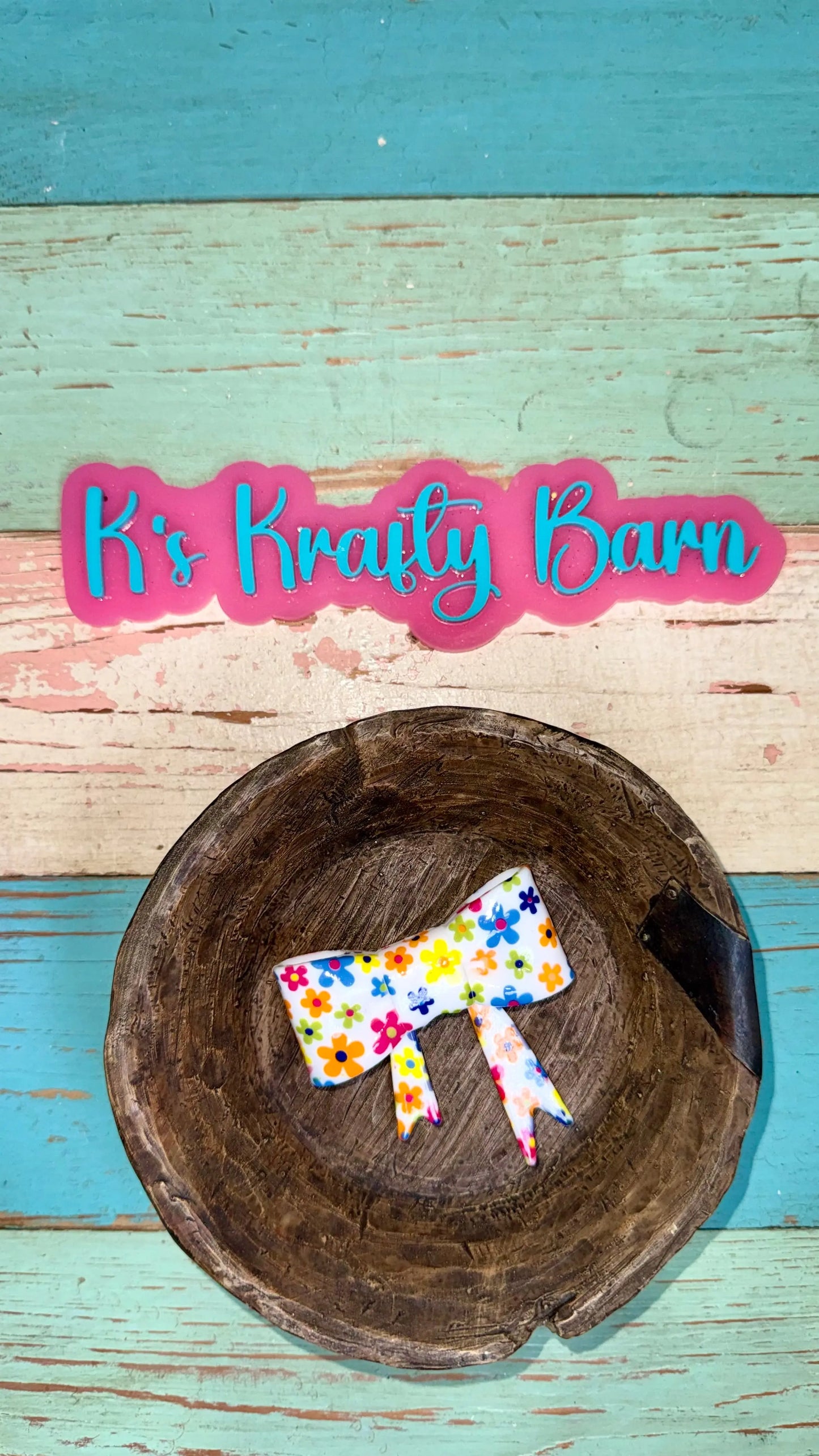 Silicone Focal Bead- Neon Daisy bow K's Krafty Barn