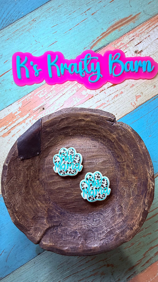 Wholesale Silicone Focal Bead- Tan Fur Mama paw