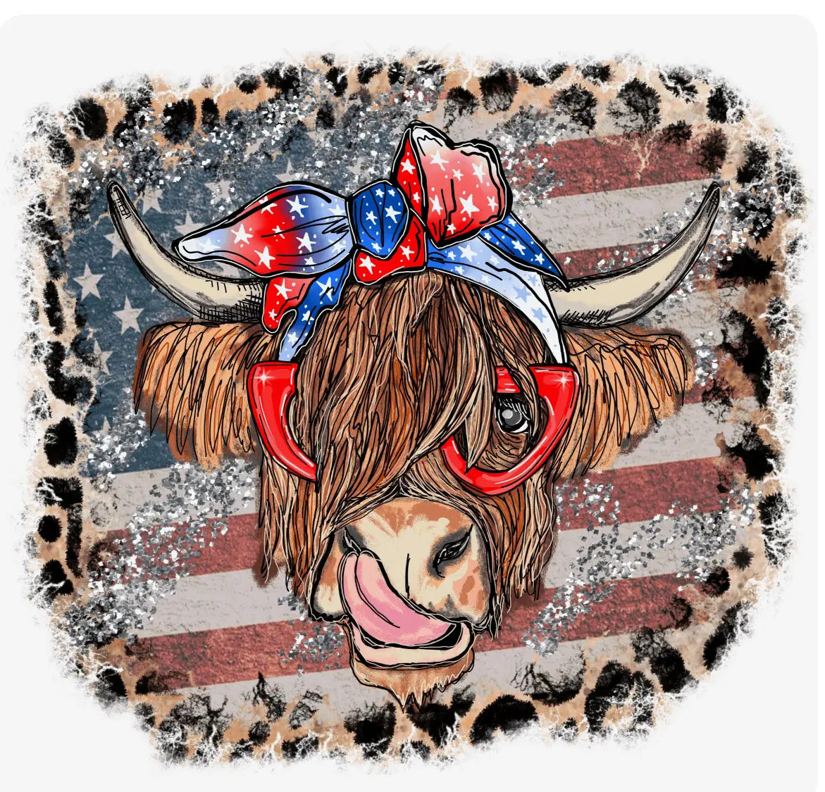 Highland Cow USA Leopard K's Crafty Vibes Co.