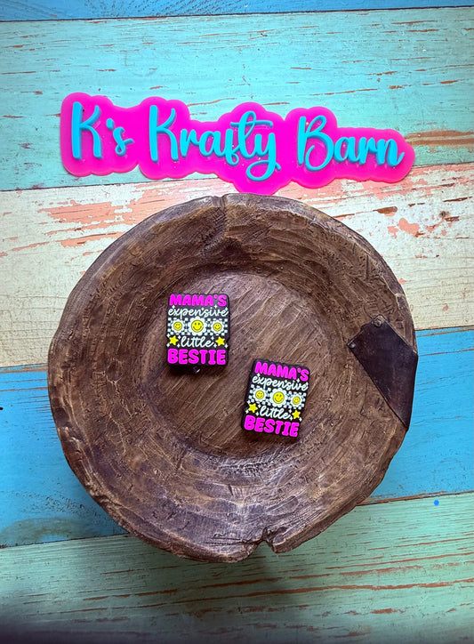 Silicone Focal Bead- Mama’s expensive little bestie K's Krafty Barn