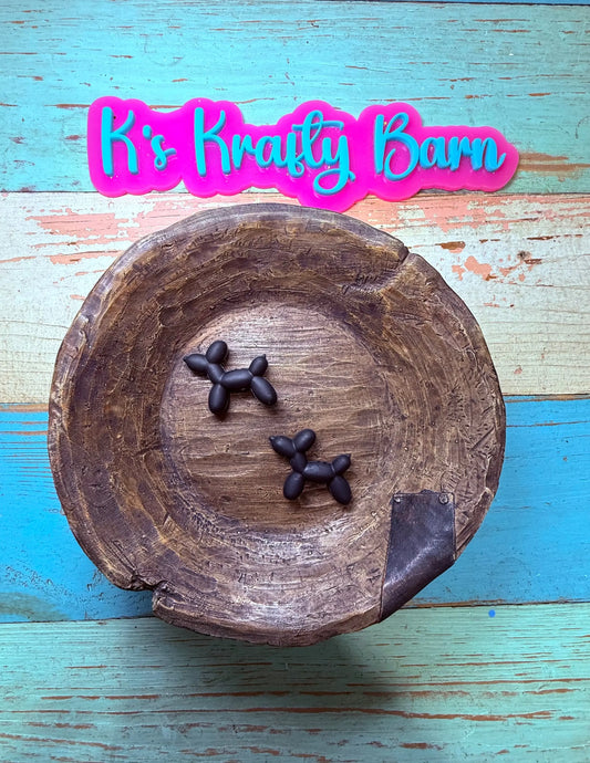 Silicone Focal Bead- Black balloon dog K's Krafty Barn