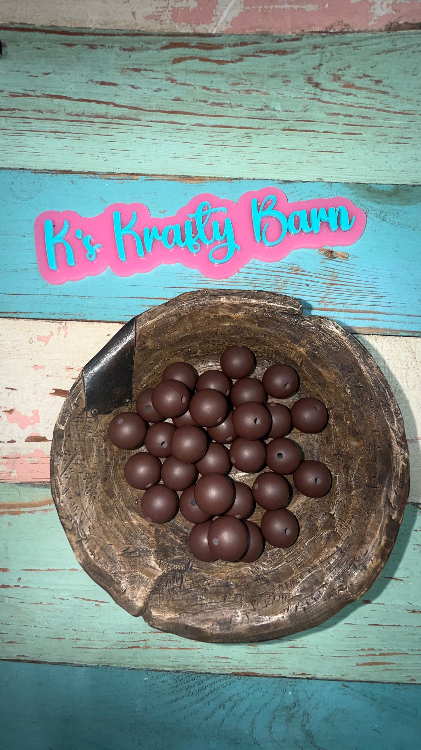 15mm Solid Silicone Beads- Chocolate Brown