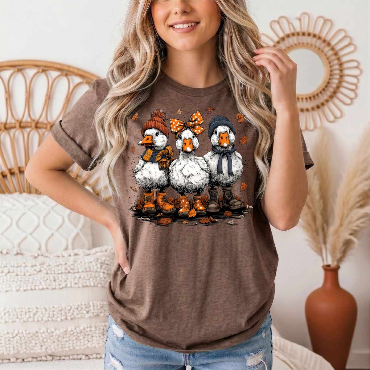 Autumn Duck Trio Boots & Bow Graphic Tee
