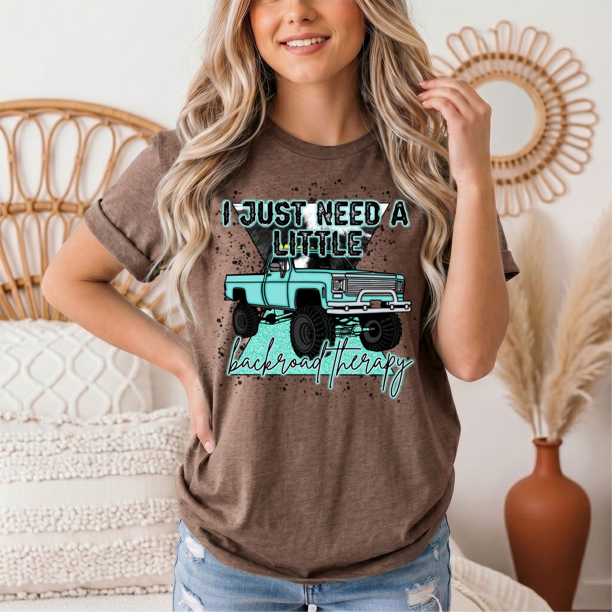 Backroad Therapy Turquoise Truck Graphic Tee