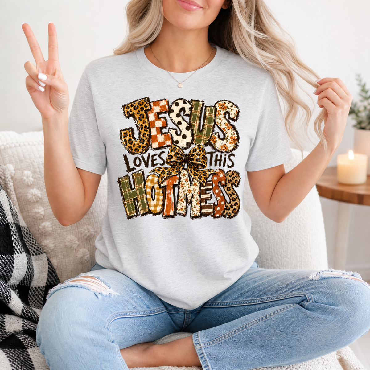 Jesus Loves This Hot Mess Christian Graphic Tee