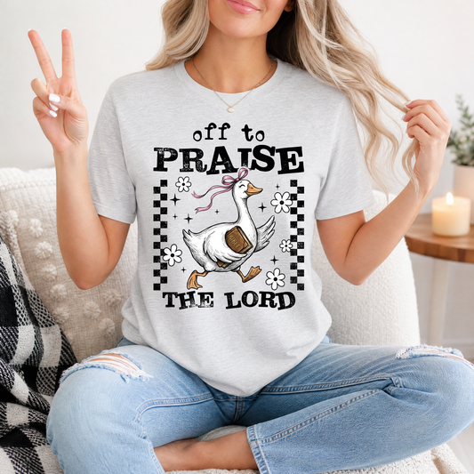 Off To Praise The Lord Christian Graphic Tee