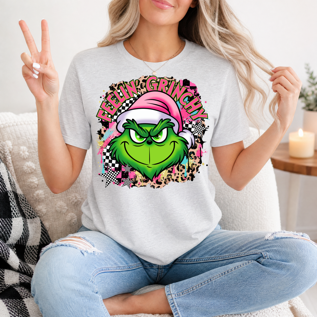 Feelin' Grinchy Christmas Premium Graphic Tee