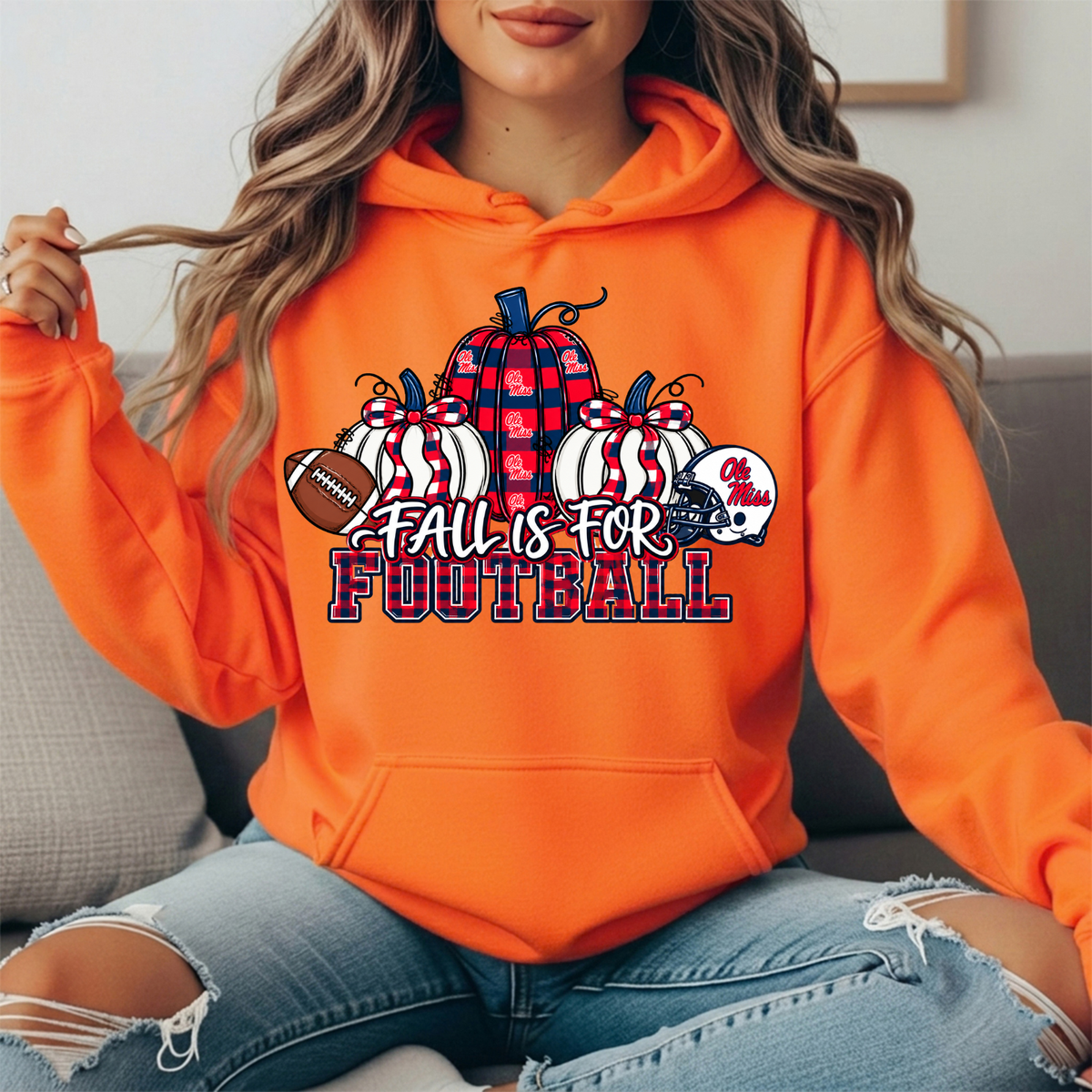 Ole Miss Fall Is for Football Pumpkin Graphic Hoodie
