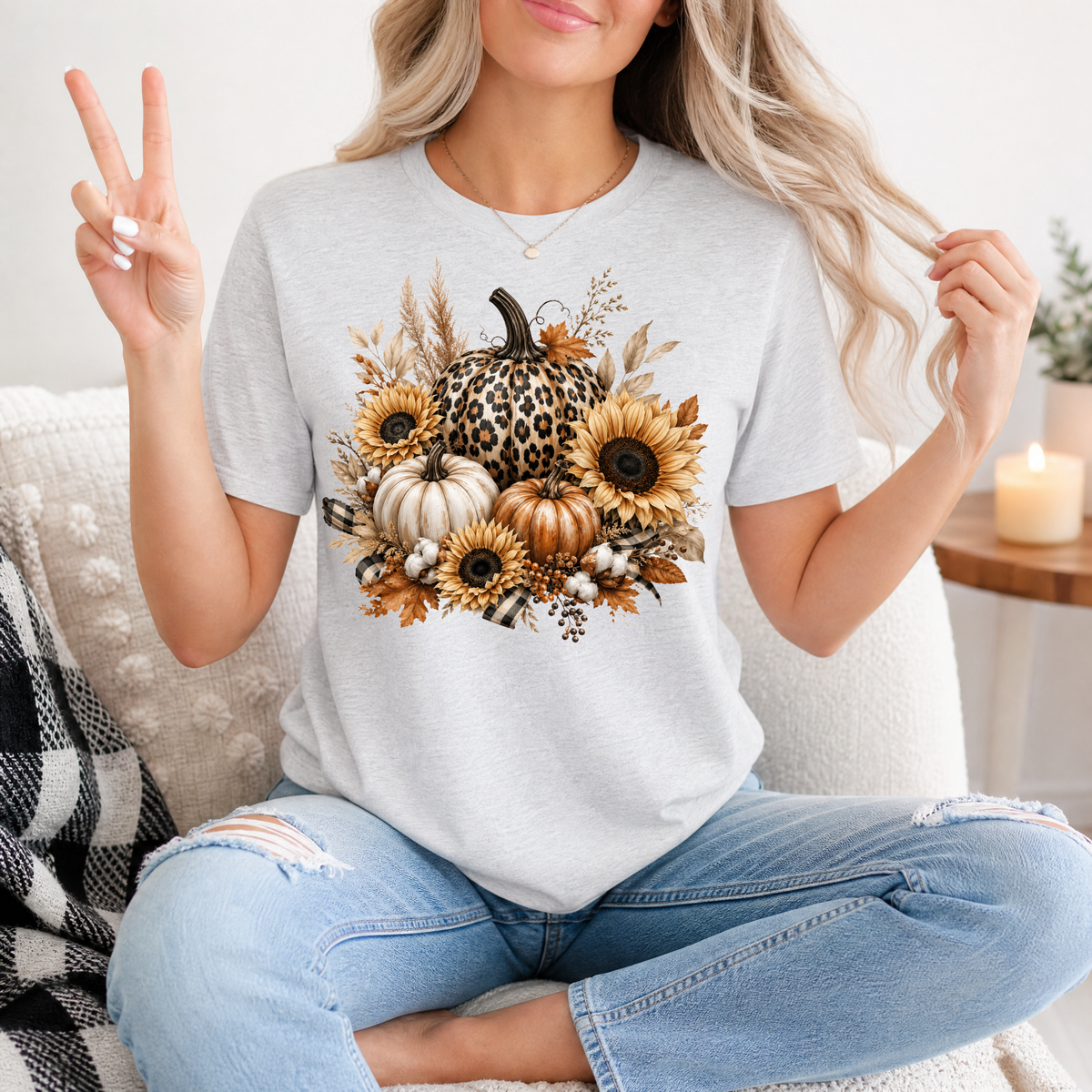 Leopard Pumpkin Sunflower Premium Graphic Tee