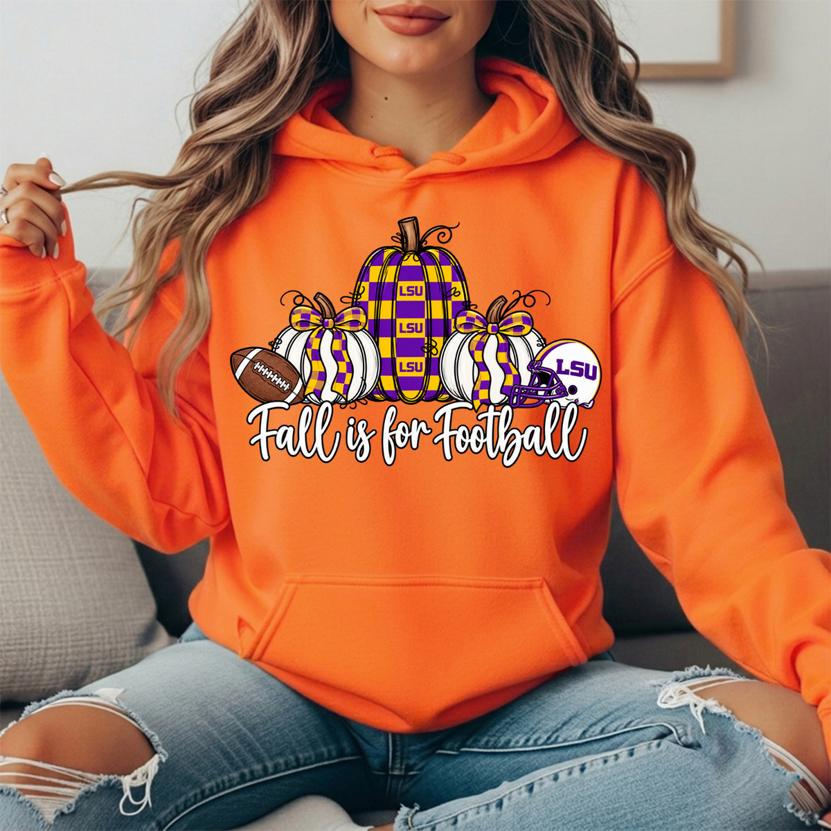 LSU Fall Is for Football Pumpkin Graphic Hoodie