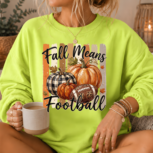 Fall Means Football Pumpkin Crewneck Sweatshirt