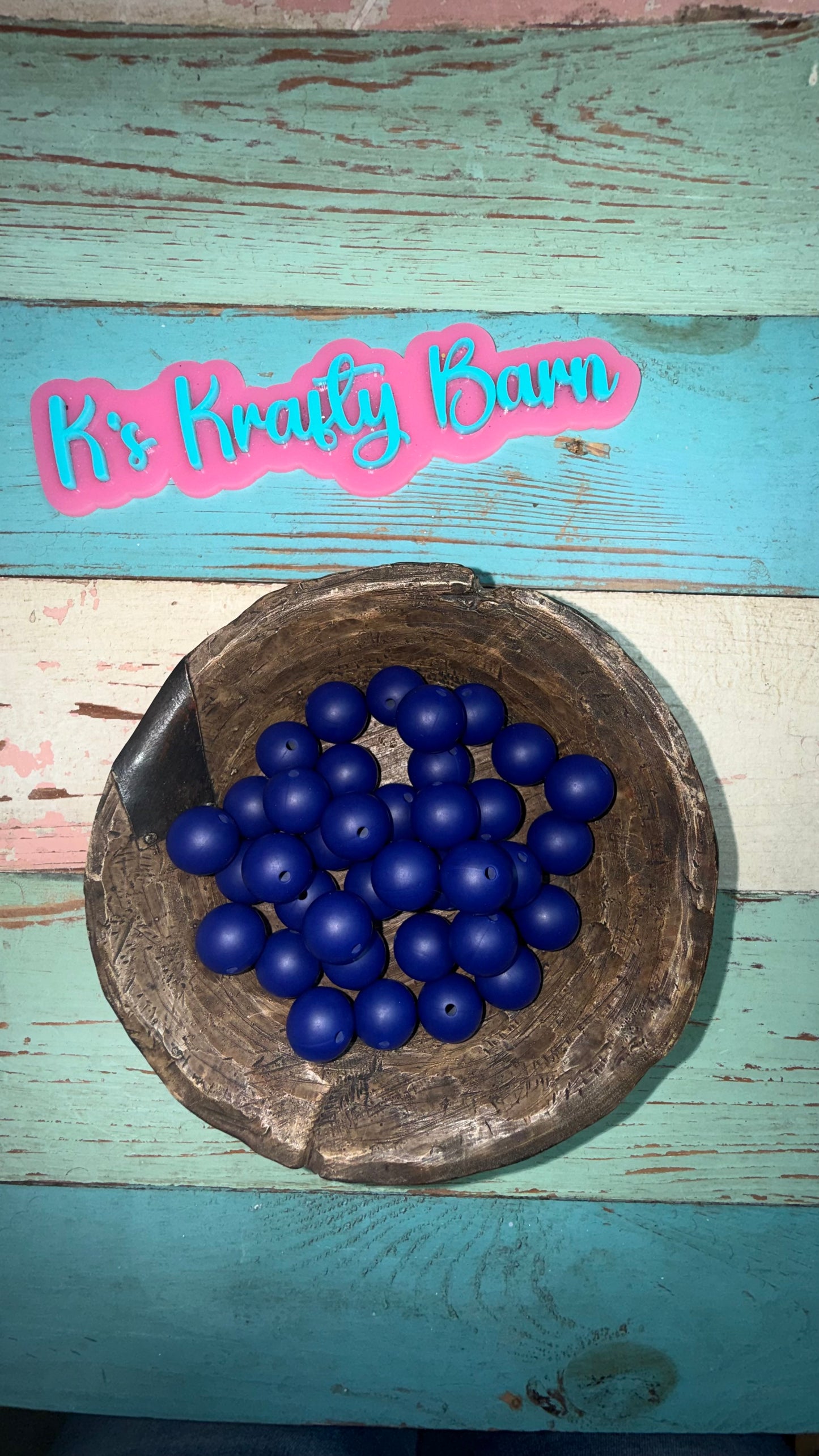 15mm Solid Silicone Beads- Sapphire Blue
