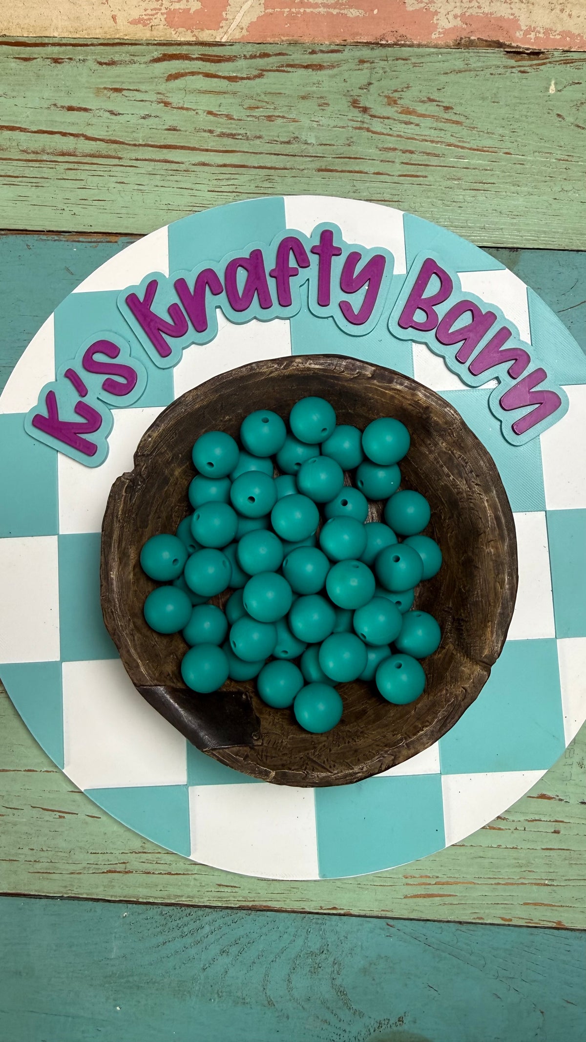 15mm Solid Silicone Beads- Peacock
