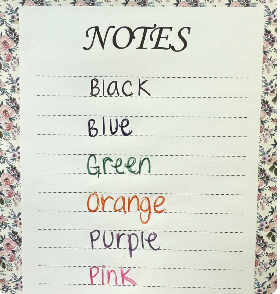 Black, Pink, Purple, and Blue Ink