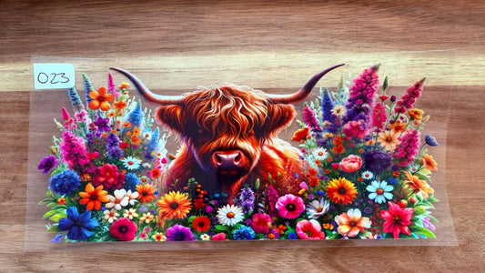 #23 Brown highland cow wih flowers K's Krafty Barn