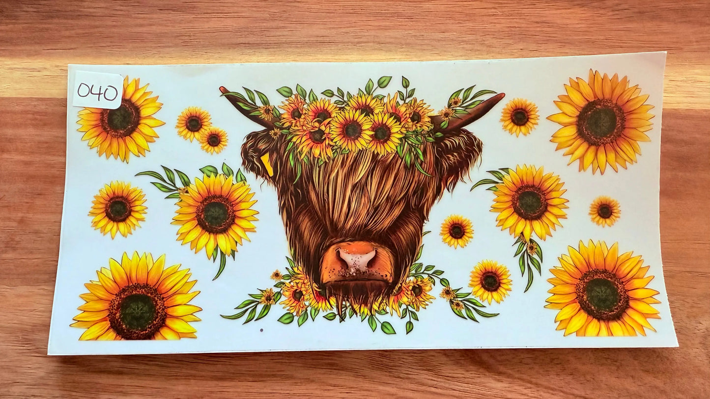 #40 Highland cow with sunflowers K's Krafty Barn
