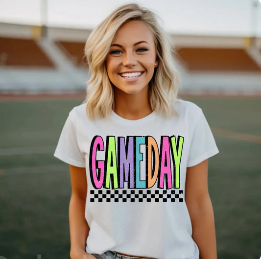 Neon Checkered GameDay K's Crafty Vibes Co.