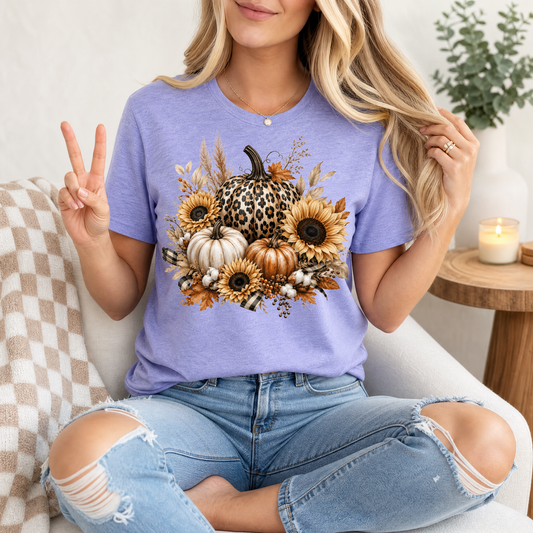 Leopard Pumpkin Sunflower Premium Graphic Tee
