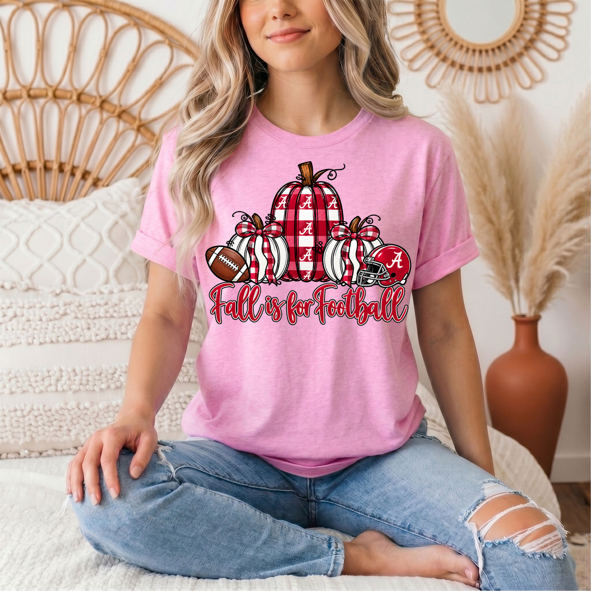 Fall Is for Football Alabama Pumpkin Graphic Tee